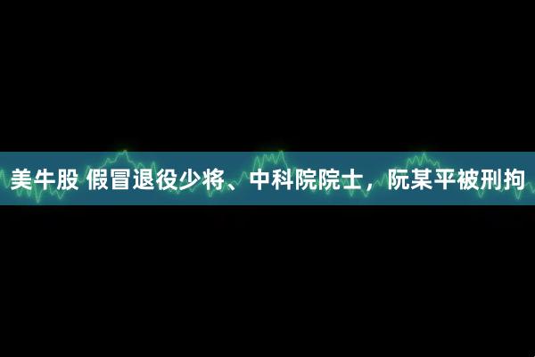 美牛股 假冒退役少将、中科院院士，阮某平被刑拘
