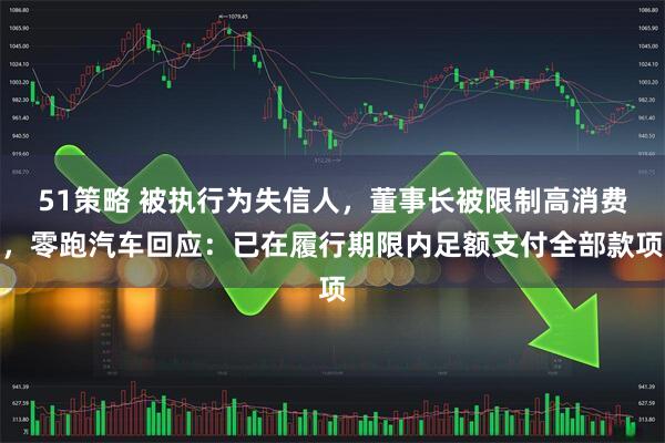 51策略 被执行为失信人，董事长被限制高消费，零跑汽车回应：已在履行期限内足额支付全部款项